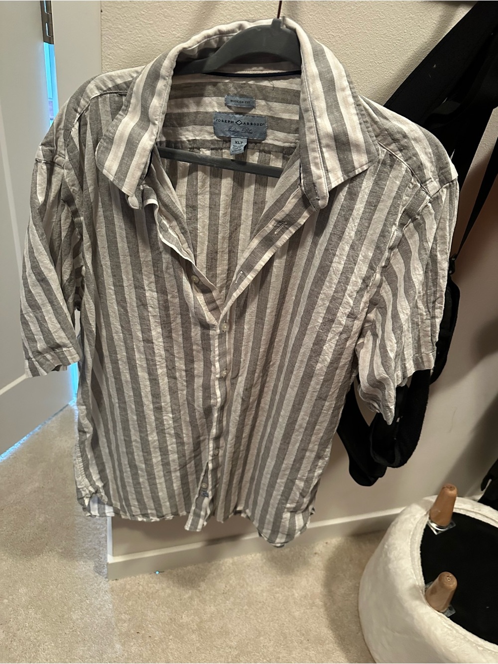 Joseph Abboud Men's Short-Sleeve Striped Button-Down - Gray & White